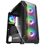 EMPIRE GAMING - PC-Gehäuse Gamer Ruby – ARGB Mittelgroßer Tower ATX, MATX, ITX – Netzblende – Seitenwand aus Acrylglas – 4 Ventilatoren 3 Pin 5V LED RGB Adressierbar 120 mm -MB Sync – Schwarz