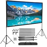 Trintion 120' Leinwand Beamer mit Ständer,Tragbare HD 4K Faltbare Projektionsleinwand Faltenfrei Rückseite Front 16:9, 160° Betrachtungswinkel, Leinwand mit Stativ