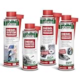 MATHY Diesel-Komplett-Kur - Diesel Additiv Reinigungsset - DPF Reiniger + Diesel Systemreiniger + Injektoren Reiniger + AGR Reiniger, 4 Dosen