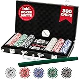 Kyto Pokerkoffer 300-tlg. Poker Set - Ideales Texas Holdem Set - Mit Koffer, Pokerchips, Pokerkarten und Pokermatte - Perfektes Pokerspiel für Profis und Anfänger im Cash Game und Turnier Poker