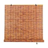 Generisch Bambusrollo Outdoor Wetterfest SchilfVorhang, Aussen Retro Sonnenschutz Sichtschutz Bambus Rollo Jalousien 40-180 cm Breit Für Fenster Balkon Innen- Und Außenbereich(W80 x H120cm)