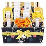 Spa Geschenk Set, Bad Sets Geschenk für Frauen Männer 12pcs Tahiti Insel Bad Korb Geschenke Sets mit ätherischem Öl, Körper Butter, Geburtstag Pamper Geschenke Weihnachtsgeschenke für Frauen