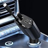 NVIYAM Einziehbares Auto Ladegerät, MAX 120w Handy Schnellladegerät, 4 in 1 USB C Schnelles Autoladegerät, Retractable Car Charger Kompatibel mit iPhone 15/14/13/12/11 Pro Max/iPad/Samsung/Huawei