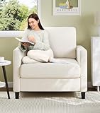 Welzona Sessel Wohnzimmer, 84 cm Lesesessel Bequem, Werkzeuglose Einrichtung Lounge Sessels, Ganz-Holz Schlafzimmer Reading Chair, Teddy Mini Couch, Sofa Klein Für jugendzimmer, Beige