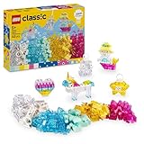 LEGO Classic Zauberbox mit durchsichtigen Steinen - Farbenfrohe Bausteine und Aufhängersteine - Einhorn, Drache, Pinguin und weitere Figuren - Bastelset für Mädchen & Jungen ab 5 Jahren 11040