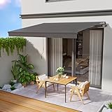 HOMEDEMO Gelenkarmmarkise Markise mit Handkurbel, 250x200cm, Anthrazit, Sonnenmarkise Terrassenmarkise Winkel Einstellung(5-60°), Balkon Markisen mit Wasserdichter Beschichtung inkl. Wandhalterung