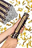 Partyjoker 10 Konfettikanonen Gold - Einfach & Sicher zu Bedienen - 5-8 Meter langen Konfettistrahl - Für Innen und Draußen
