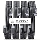 LISEN 60W USB C Kabel, [4er Pack, 0,5M 1M 1M 2M] USB C auf USB C Kabel Set, PD 3.0 Schnellladekabel USB C für iPhone 17 Pro Max Zubehör,iPhone 16 15,Switch,Samsung Galaxy S25,Pixel,MacBook,iPad,Xiaomi