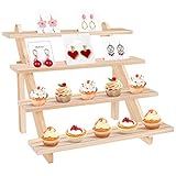 ZONITOK Abgestuft Holz Riser Display Ständer, Sammlerstücke Display-Riser Regal, Cupcake Ständer Schmuck-Organizer für Pop-Figuren Cupcakes Parfums Kosmetik (4-tufiger Burlywood)