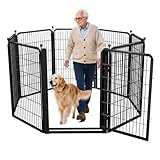 Jhsomdr Hunde-Laufstall, 101,6 cm, 8 Paneele, Hundezaun mit extra breitem Tor, nicht ausgestolpertes Haustier-Laufstall, rostfreier Hundegehege für den Innenbereich, Welpenlaufstall für temporäre