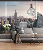 Fototapete - Penthouse - Größe 368 x 254 cm - Schlafzimmer, Stadt, Tapete, Großstadt, NY, Hochhäuser, Skyline