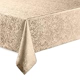 Hochwertige Tischdecke mit Saumrand Harmony Champagner Eckig 110 x 160 cm pflegeleicht