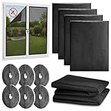 Mexgcom 6 Stück Fliegengitter Fenster, 130 x 150cm Insektenschutz Fenster mit Klettband Selbstklebend, Moskitonetze für Fenster schützen die Familie vor Insekten (Schwarz)