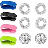 10-Stück Skills, 4-Ringe, 4-Clips, 2 igelball, Skills Borderline, Panikattacken, Panikattacken Hilfsmittel, Akupressur Ring, Akupressur Klammer Tragbares Akupressurgerät Handklammer Akupressur