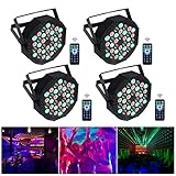4PCS LED Par Strahler 36 LED 72W Discolicht Partylicht RGB DMX512 mit Fernbedienung, Bühnenlicht 7 Lichtmodi DJ licht für Party Bar Stage Feste Show