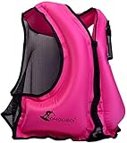 VENNERLI Aufblasbare Jacke Schwimmen Weste Kajak Angeln Schnorcheln Auftrieb Jacke Schwimmen Jacke Brightly Coloured Vest Geeignet für Wassersport für Erwachsene (Rosa)
