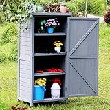 Gartenschuppen aus Holz für den Außenbereich, wasserdichter und sonnenfester Werkzeugschrank mit verstellbaren Regalen, perfekt für Garten, Terrasse, Balkon – langlebiger Outdoor-Organizer