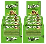 Balisto Riegel Müsli 2x 20x37g Keks mit Vollkorn und einer Crème mit Haselnussgeschmack und Rosinen, umhüllt von Milchschokolade.