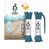 biped LACES 2 Paar bicolor Rope Schnürsenkel rund aus Polyester ø 4,5 mm extra robust - reißfeste bunte Schuhbänder für Outdoor, Sport, Stiefel und Sneaker z2918(#B06 black/turquoise,120 cm)