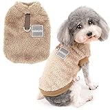 Zunea Fleece Winterjacke für Kleine Hunde Warme Wintermäntel Pullover Sweater Weich Fuzzy Welpen Kleidung mit D-Ring für Geschirr Leine Kaltes Wetter Haustier Bekleidung für Chihuahua Katzen Braun S