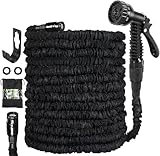Gartenschlauch Flexibel Wasserschlauch Dehnbar Flexibler Gartenschlauch 15m mit 7 Funktionen Garten Handbraus, Schlauch Flexibel Bewässerung für Garten Haustier Autowäsche (Schwarz-50FT)