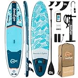 InnoExpo 11' Aufblasbare Stand Up Paddle Boards mit Premium-Zubehör, Breites Stabiles SUP Paddle Board Design, Rutschfestes Komfort-Deck für Jugendliche & Erwachsene (Tropisch)