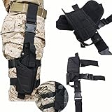 AGPtek Taktische Beinholster Pistolenholster Oberschenkelholster Halfter mit Magazintasche Waffenholster für Airsoft, Paintball, Militärspiele, Jagdschießen, Training oder Cosplay - EINWEG Schwarz