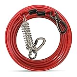 Nchdewui Tie Out Leinen Für Hunde, Hofleine Für Hunde, Tie Out Cables Hofleine Für Mittlere Bis Große Hunde, 9 M Leinen Mit Stoßdämpfender Feder Für Hof Und Camping (red)