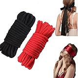 2 Stücke Bondageset Seil,Weiches 2 x 5m (Rot Schwarz),2 Stücke Augenbinde,Augenmaske Satin Augenbinde 150cm.4 Bdsm Spielzeug Hart