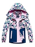 SERENYOU Mädchen Übergangsjacke Gefütterte Regenjacke Kinder Winddicht Warme Matschjacke mit Abtrennbare Kapuze DE:146-152 (manufacturers's size: 150) Stil 4