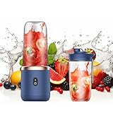 XPJBKC Tragbarer Mixer Smoothie Maker to Go, 400ml Smoothie Mixer, USB Mixer to go, Mixer Klein, Portable Blender mit Einem Smoothie Cup und 6 Klingen für Familien,Reise,Büro,Sport (Bleu)