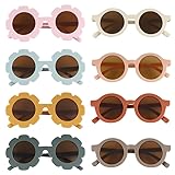 Kinder Sonnenbrillen, 8 Stück Runde Sonnenbrille Blumen Geformt Brille Retro Rund Kinder polarisierte Sonnenbrille UV 400 Schutz Kinder Sonnenbrille für Kleinkinder, Mädchen, Jungen, Strandparty