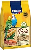 Vitakraft Sittich Perle, Vogelfutter für Wellensittiche, mit Saaten und Getreide, angereichert mit Kräutern, im wiederverschließbaren Beutel, ohne Zuckerzusatz (1x 500g)