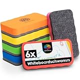 OfficeTree 6x Whiteboard Schwamm Magnetisch - 6 Farben - Whiteboard Reiniger entfernt Schrift und Zeichnungen - Schwamm für Whiteboard - Tafelwischer - Magnetschwamm
