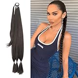 Haarverlängerung Zopf Extensions Zopf Echthaar Hair Extensions Zopf 80cm Lange Geflochtene Pferdeschwanzverlängerungen für Damen Mädchen Täglicher Gebrauch und Spezielle Anlässe Braun und Schwarz.