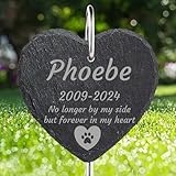 Jodimitty Grabstein Hund Katze Haustier mit Haken Pfahl, personalisierte Name & Lebensspanne & Nachricht & Muster, Grabschmuck Wetterfest Grabplatte mit Gravur Gedenkstein Tombstone 10/15/20cm (Herz)