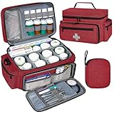 Eurhomewit Erst Hilf Tasch Leer, Notfalltasche Leer für Krankenschwester, Medizintasche Reise, Notfallveranstaltung Tasche Arzttasche für Hausarzt, Häusliche Pflege, Medizin Organizer (Rot)