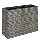 ESTEXO Pflanzkübel Blumentopf Poly Rattan Blumenkübel Hochbeet Übertopf Gartenmöbel (Anthrazit-Grau)