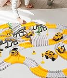 NEFLSI 305 Stück Konstruktion Rennstrecke Spielzeug mit 2 Spielzeugauto Mit Flexible Autorennbahn 272 Stück Kinderspielzeug Geschenke,Engineering-Track-Spielset Auto Geschenk für 3 4 5 6 7+ Jahre Alt