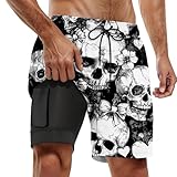 Arena Herren-Badehose, 3D-Druck, Strand, Sommer, Surfshorts mit Netzfutter, Basketball, Taschen, schnelltrocknend, atmungsaktiv, für Jogging, Fitness, grau, L
