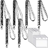 Schlüsselband mit Musiknoten, 6 Schlüsselbänder für Ausweise, Geschenk mit 6 horizontalen, 6 vertikalen Platten, transparente Kunststoff-Kartenhüllen, Musiklehrer, Geschenke, Schlüsselband für