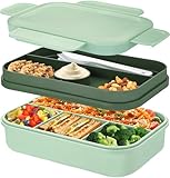 Lunchbox für Erwachsene,2000ml Brotdose mit Fächern,Bento Boxen Lunch Box Kinder mit Besteck,Vesperbox,Brotzeitbox Brotbox,Auslaufsicher Essensbox Jausenbox Unterteilung,Frühstücksbox Vesperdose