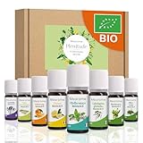 ÄTHERISCHE ÖLE SET BIO-Zertifiziert Duftöl Pur 100% Naturrein, Aroma Diffuser Ravintsara Lavendin Pfefferminzöl Zitrone Eukalyptusöl Süßorangenöl Aromatherapie Geschenk Idee Massageöle Geschenkset