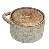 Veemoon Keramiktopf mit Deckel Vintage Dampfgarer für Eier Keramischer Kochtopf für Kleine Portionen für Wasserbad Gesunde Gerichte Rustikales Design für Ihre