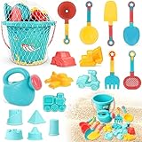 18 Stück Strand Sandspielzeug Set,Sandkasten Spielzeug für Kinder Sandspielzeug Set,Strandspielzeug Kinder Mit Eimer, Schaufel, Sandformen, Gießkanne, Für Kinder Jungen Mädchen