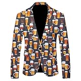 LinRim Herren Oktoberfest Sakko Slim Fit Männer Bunter Blazer Bedruckte Freizeitanzugjacke Herren Sportlich Anzugjacke Anzugsjacke Smoking Jacke für Abendessen Hochzeit Party Abschlussball