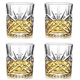 Amisglass Whisky Gläser 4er Set, Bleifrei Kristallgläser als Wassergläser & Longdrinkgläser, Gin Gläser Set 295ml, Rum Gläser Hochwertig & Einzigartig, Perfect Serve