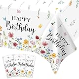 Lopeastar 3 x Wildblumen-Geburtstagsparty-Dekorationen, Tischdecken, 147 x 274 cm, groß, rechteckig, Blumenmuster, Happy Birthday, Partyzubehör für Mädchen