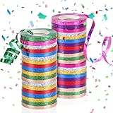 Xialvyu 24 Rollen Luftschlangen, 10m Metallic Glitzernden Satinband, Kindergeburtstag Party Deko für Geburtstag, Hochzeit, Karneval