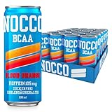 NOCCO BCAA energy drink 24er pack – zuckerfrei, vegan Energy Getränk mit Koffein, Vitaminen und Aminosäuren – Blutorangengeschmack, 24 x 330ml inkl. Pfand (Blood Orange Del Sol)